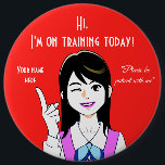 Trainee New Employee 6 Cm Round Badge<br><div class="desc">Beautiful lady worker design.</div>