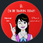 Trainee New Employee 6 Cm Round Badge<br><div class="desc">Beautiful lady worker design.</div>