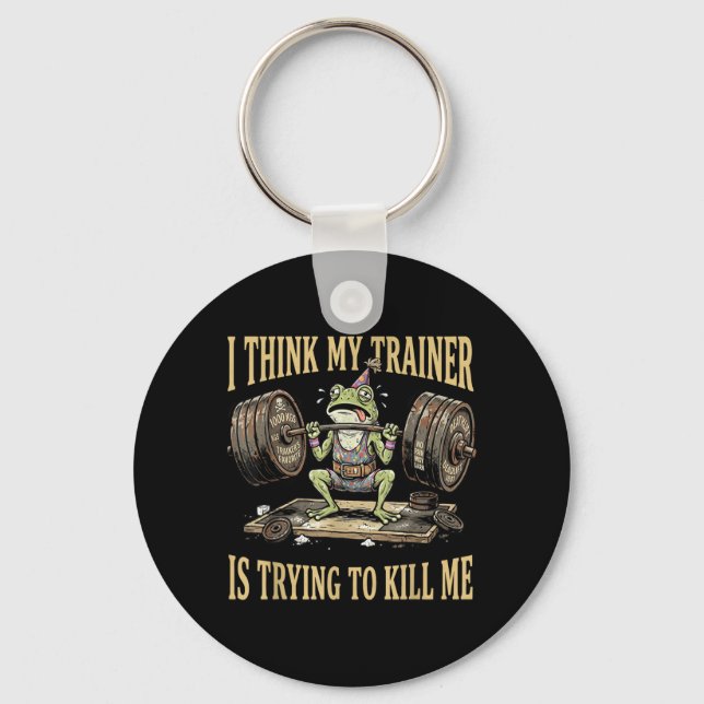 Trainer Is Trying To Kill Funny Frog Gym Meme Key Ring (Front)