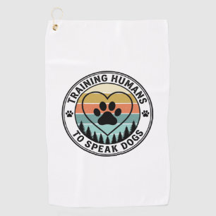 Training Humans to Speak Dogs Vintage Paw Badge_1 Golf Towel