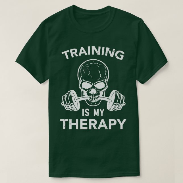 Training Is My Therapy, Motivational Workout Gym M T-Shirt (Design Front)