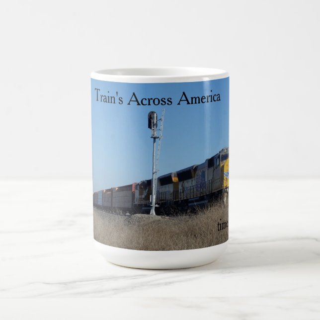 Train's Across America Hot Beverage mug. Magic Mug (Center)