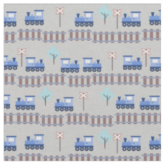 Trains and Railway in Rows Fabric