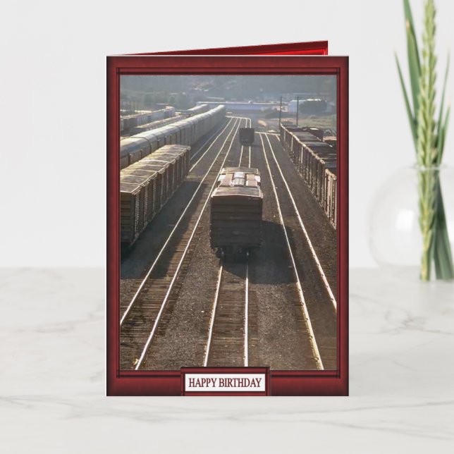 Trains and tracks -Railroad sidings Card (Front)