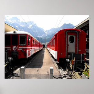 Trains at Engelberg in the Swiss alps Poster