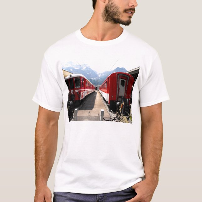 Trains at Engelberg in the Swiss alps T-Shirt (Front)