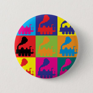 Trains Pop Art 6 Cm Round Badge