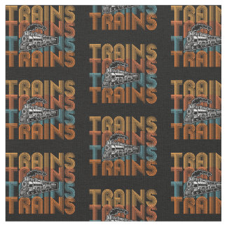 Trains Trains Trains Steam Train Engine Locomotive Fabric