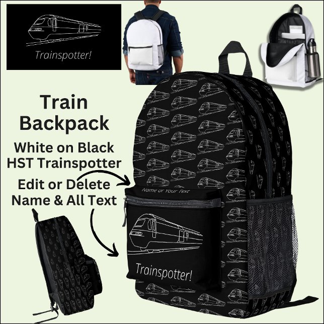 Trainspotter HST Railfan UK Railway Fan Enthusiast Printed Backpack (Creator Uploaded)