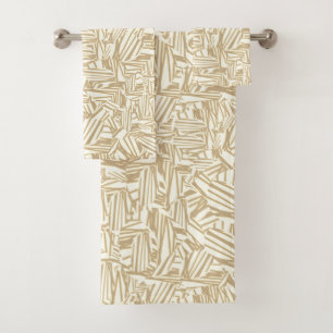 Traits light brown or beige and white bath towel set