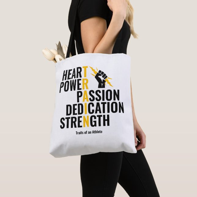 Traits of an Athlete Tote Bag (Close Up)