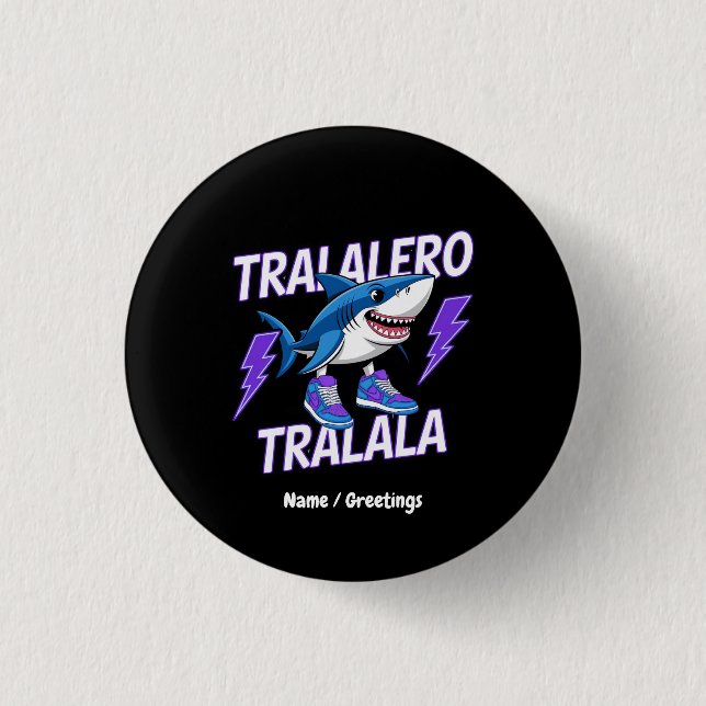 Tralalero Tralala Bootleg Funny Shark Meme Graphic 3 Cm Round Badge (Front)