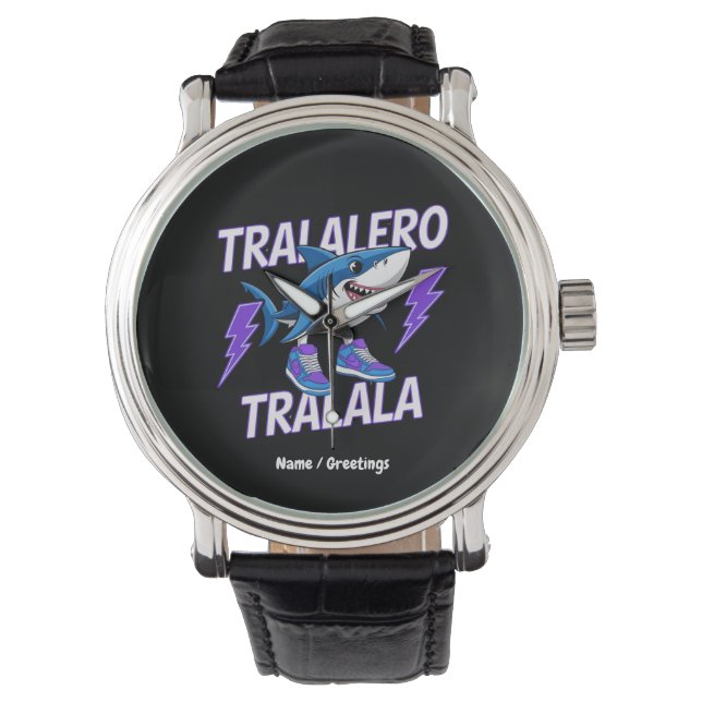 Tralalero Tralala Bootleg Funny Shark Meme Graphic Watch (Front)