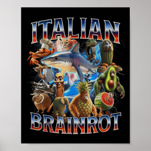 Tralalero Tralala Funny Italian Brainrot Meme Boys Poster