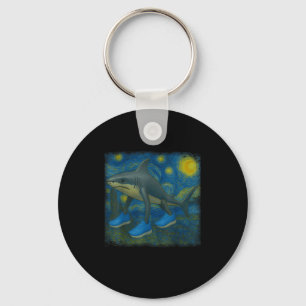 Tralalero Tralala Funny Shark Van Gogh Starry Nigh Key Ring