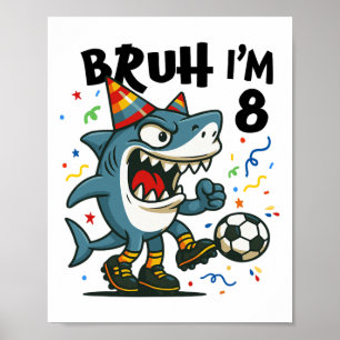 Tralalero Tralala Italian Brainrot Boy Soccer 8th Poster
