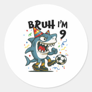 Tralalero Tralala Italian Brainrot Boy Soccer 9th  Classic Round Sticker