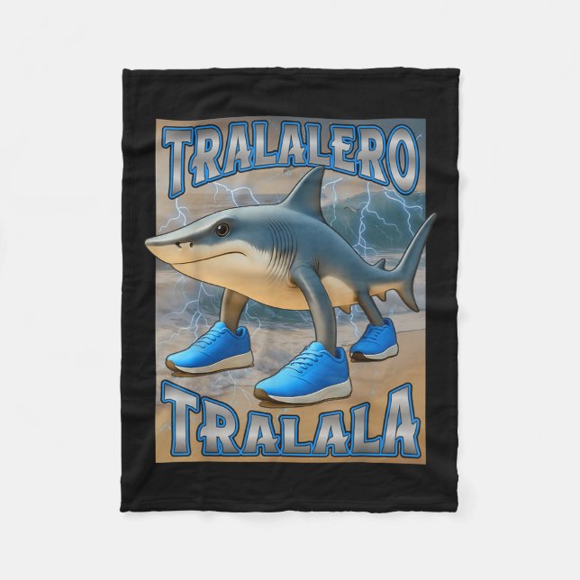 Tralalero Tralala Italian Brainrot Meme Birthday F Fleece Blanket (Front)