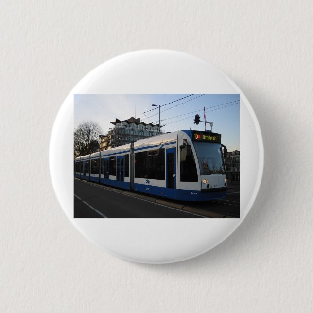 Tram Amsterdam 6 Cm Round Badge (Front)
