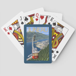 Tram over Juneau, Alaska Vintage Travel Poster Playing Cards