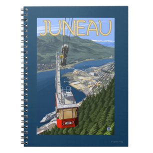 Tram over Juneau, Alaska Vintage Travel Poster Spiral Notebook