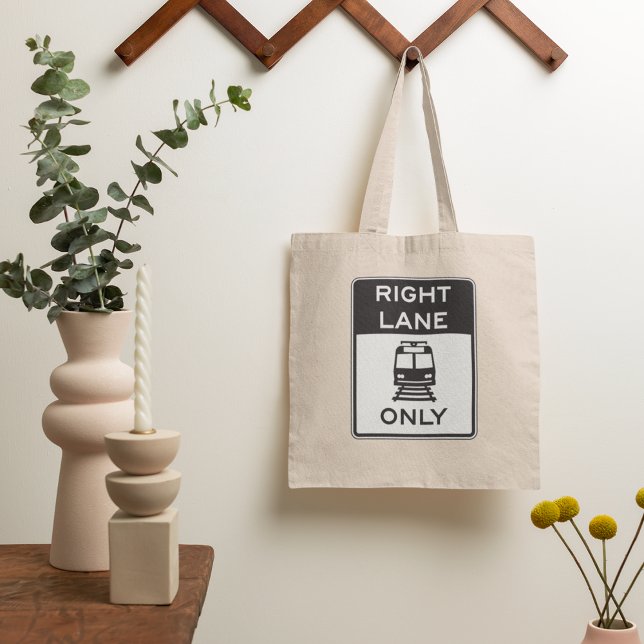 Tram Right Lane Only Tote Bag (Creator Uploaded)