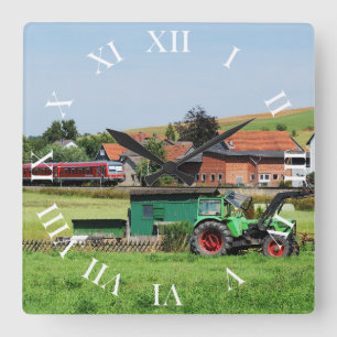 Tramcar in death living square wall clock