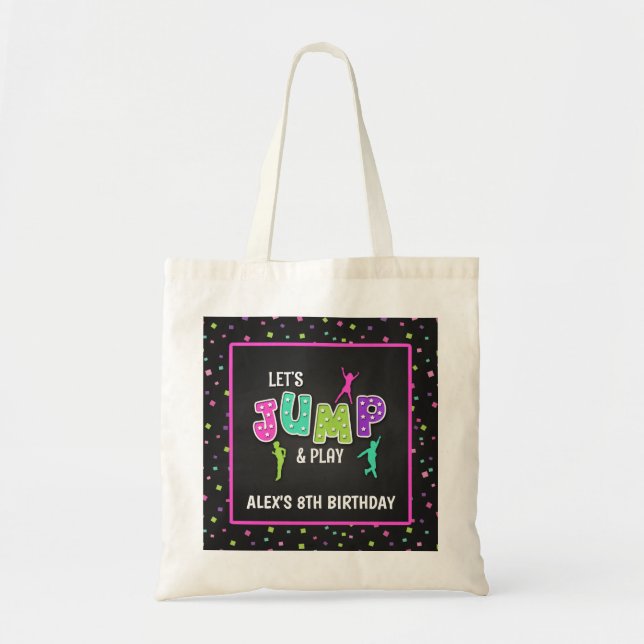 Trampoline Birthday Gift Tote Bag - Girl (Front)