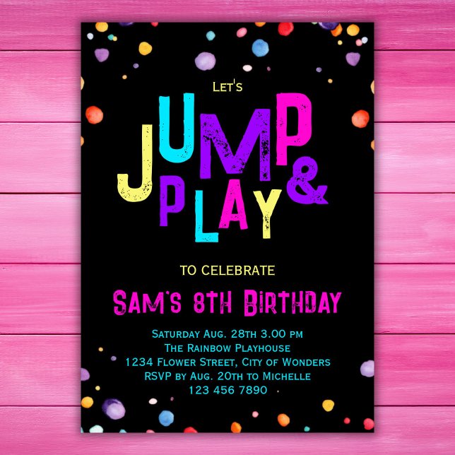 Trampoline Birthday Invitation Jump Play Party (Creator Uploaded)