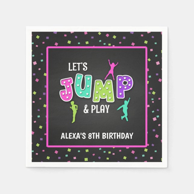 Trampoline Birthday Party Napkin - Girl (Front)