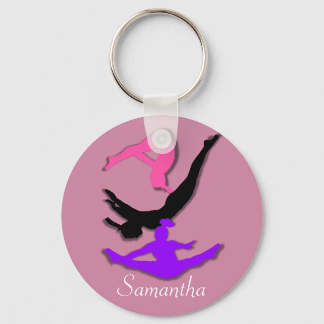 Trampoline gymnast personalised keychain (Front)