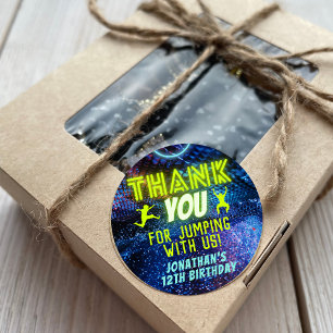 Trampoline Jumping Birthday Party Thank You Favour Classic Round Sticker
