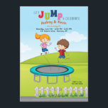 Trampoline Kids Birthday Party Invitation<br><div class="desc">An outdoors birthday invitation featuring a girl and boy on a trampoline. Perfect for twins, siblings and singles. (Kids vector created by brgfx - www.freepik.com). The card is easy to customise with your wording, font, font colour, paper shape options and choice of six paper types.Not exactly what you're looking for?...</div>