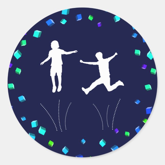 Trampoline or Bounce Party Cupcake Topper Classic Round Sticker (Front)