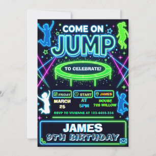 Trampoline Park Birthday Invitation