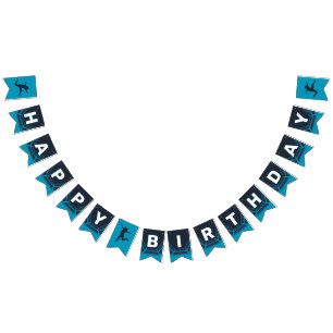 Trampoline Park Let's Jump Blue Birthday Party Bunting