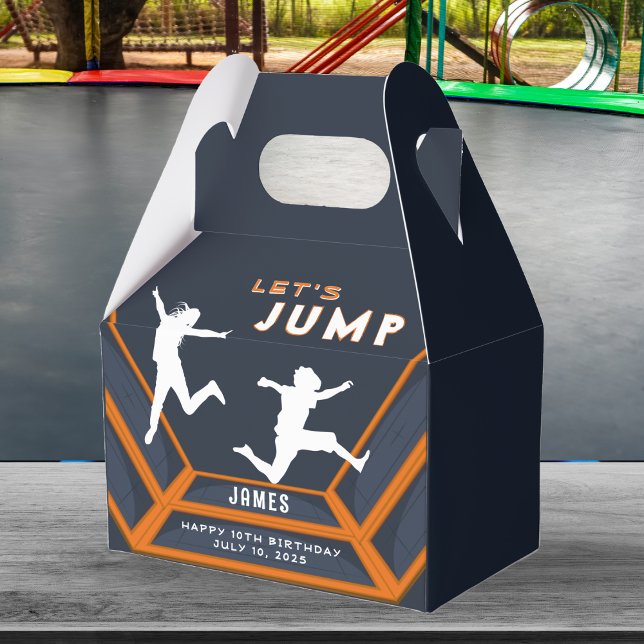 Trampoline Park Let's Jump Orange Birthday Party Favour Box (Trampoline Park Let's Jump Orange Birthday Party Favor Boxes
)