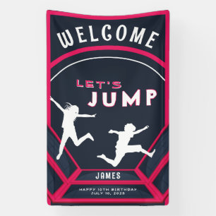 Trampoline Park Let's Jump Red Birthday Party Banner