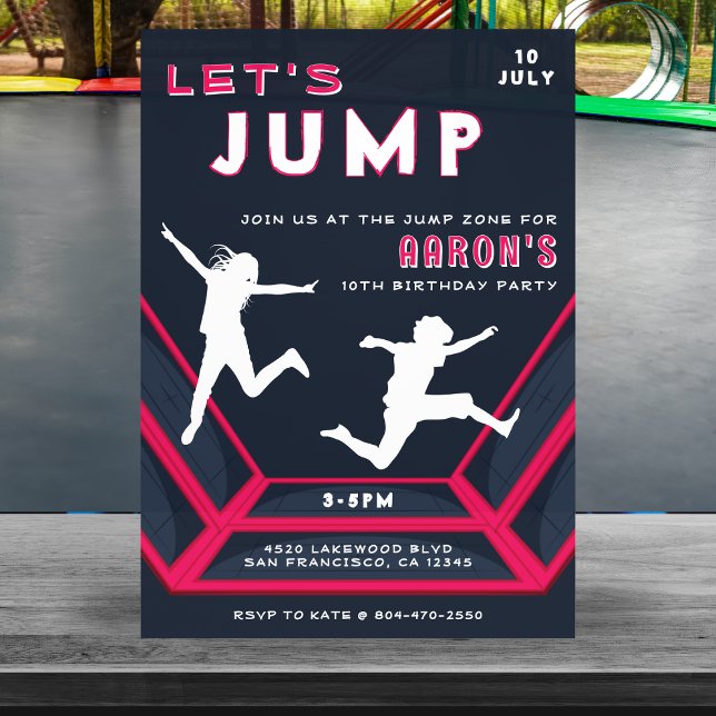Trampoline Park Let's Jump Red Birthday Party Invitation (Trampoline Park Let's Jump Red Birthday Party Invitation
)