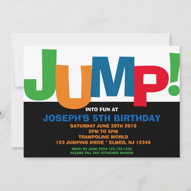Trampoline Party Invitation (Front)