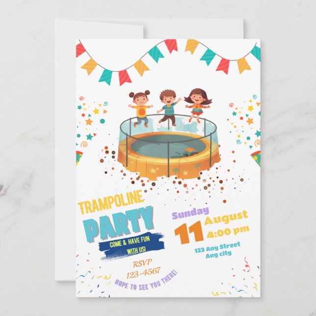 Trampoline Party Invitation, Jump & Bounce Party Invitation (Front)