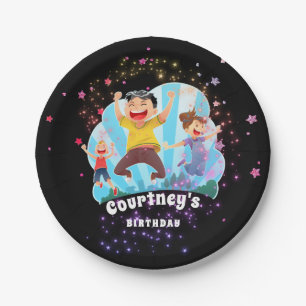 Trampoline Party Jump Kids Birthday Stars Paper Paper Plate