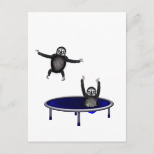 trampolining sloths postcard