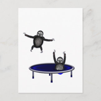 trampolining sloths postcard
