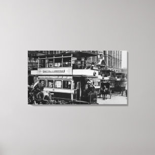 Trams in Manchester, c.1900 Canvas Print