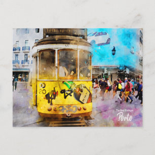 Trams of Porto Portugal Postcard