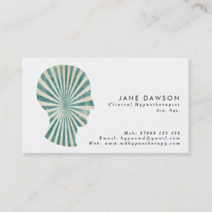 trance green sunburst Hypnotherapist business card