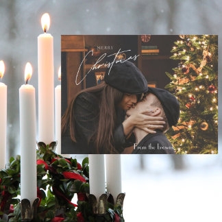 Trandy Christmas romantic couple photo Postcard