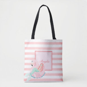Trandy Striped, Mermaid -Personalised Tote Bag