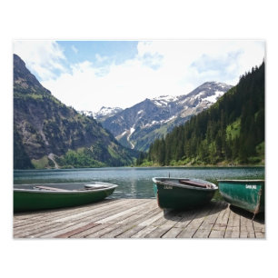Tranquil Alpine Lake and Boats Photograph